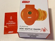 Dash DMWP001OR PUMPKIN Mini Waffle Maker Orange NEW IN BOX