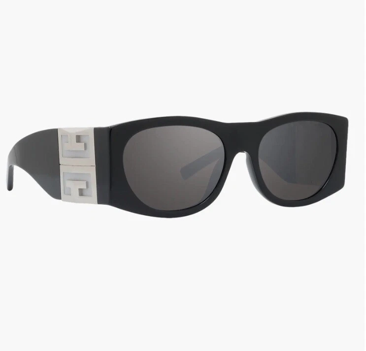 Givenchy 4G 56mm Square Sunglasses Shiny Black Smoke Mirror Rare Sold Out New - Image 3 of 4