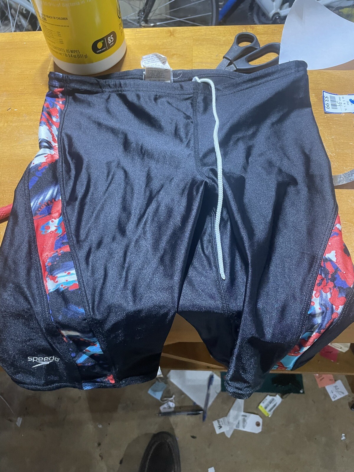 Mens Speedo Endurance Black Spandex Jammers Compression Shorts 34