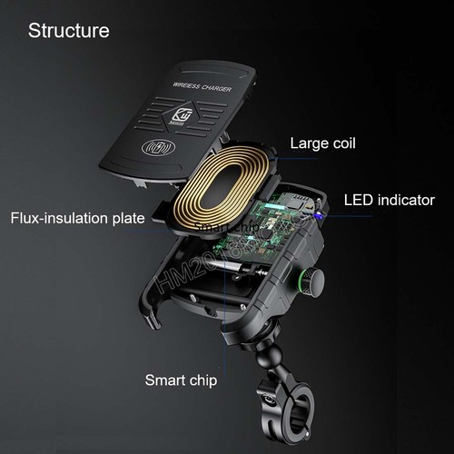 Motorcycle Cell Phone Holder USB Wireless Charger for Harley Street Glide FLHX - Picture 3 of 16