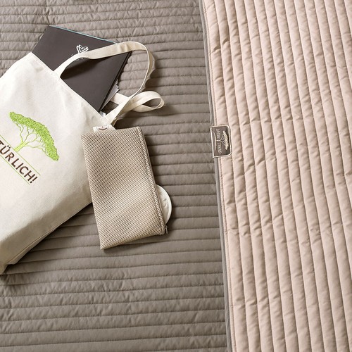Sei Design Luxus Tagesdecke Living Trend - Wendedecke gesteppt - Taupe 240x260 - Bild 5 von 7