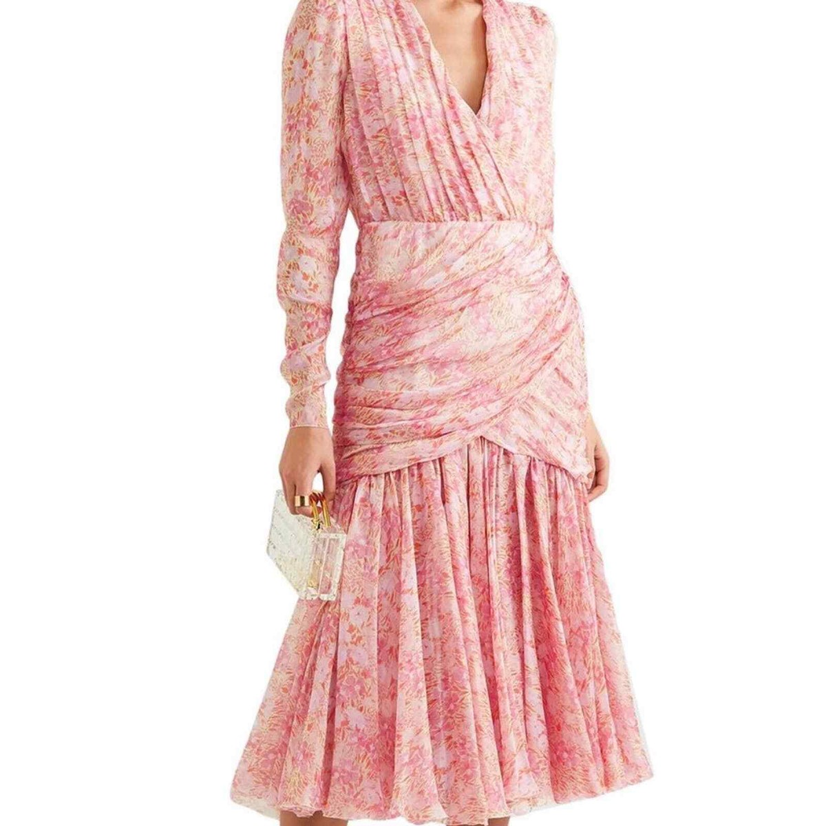 giambattista valli midi dress Giambattista Valli Daisies Floral Embroidered Midi Dress | Pink