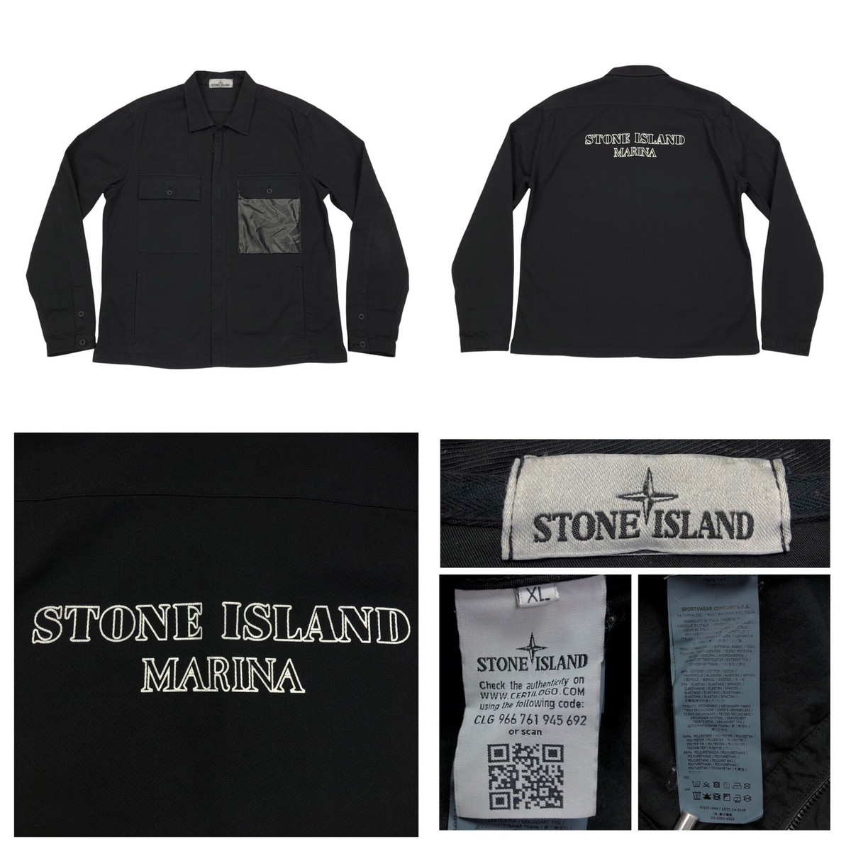 Stone Island Marina 114X4 Full Zip Twill Shirt Glow in the Stone Island Marina 114X4 Full Zip Twill Shirt Glow in the