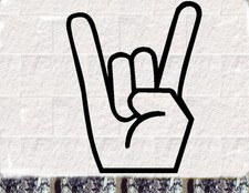 Pommesgabel Aufkleber Rockergruss Wacken Heavy Metal Rock Hand 