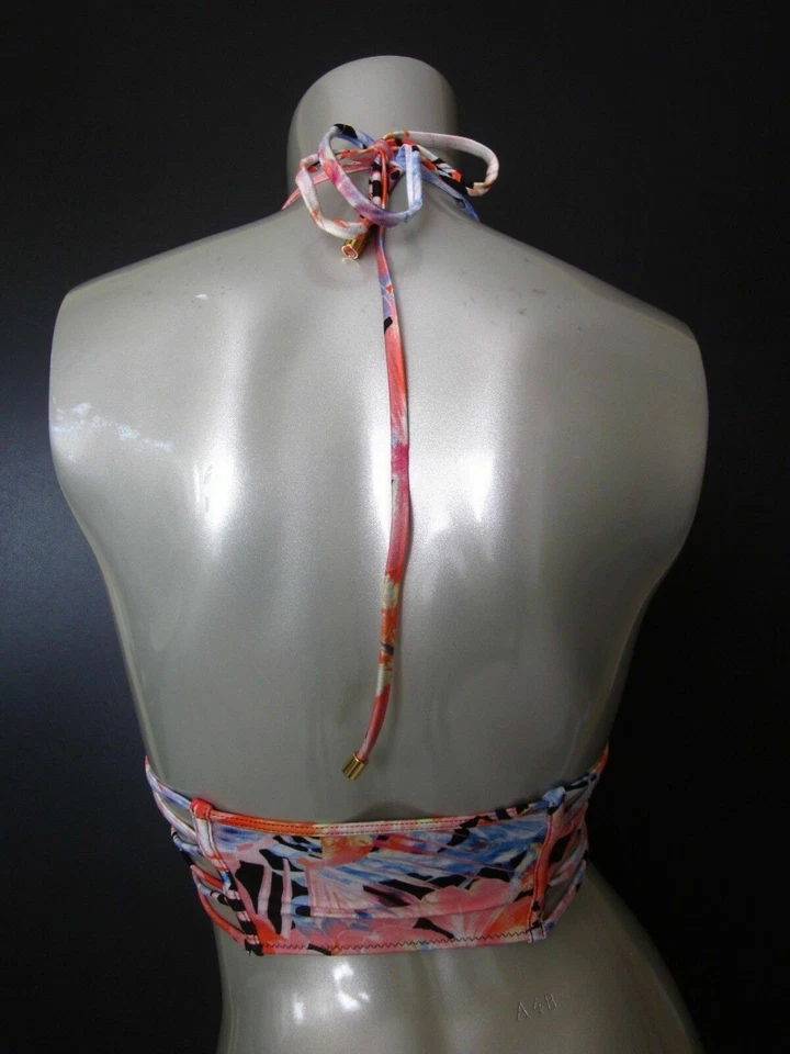 Nuevo con etiquetas Top de Bikini Victorias Secret Negro Floral Tirantes Línea Larga Halter S Foto 4 de 4