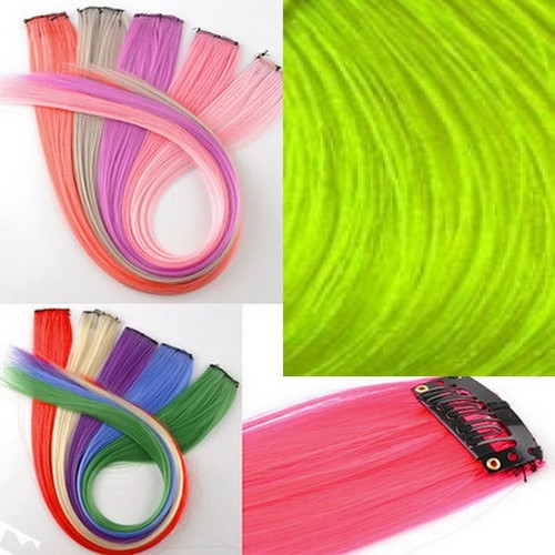 BUY 3 GET 3 FREE! Rainbow Clip In Highlight Streaks like Human Hair Extension UK - Picture 31 of 55