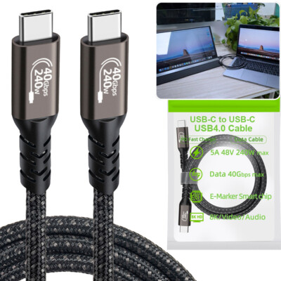 Thunderbolt 4 3 USB-C 4.0 Cable Charger Data 40Gbps PD 240W 8K Video Display UHD