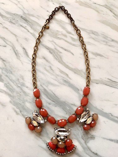 J Crew Statement Necklace Pink Silver 