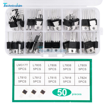 50pcs 10Values LM317T L7805-L7824 Voltage Regulator Transistor triode Kit + BOX