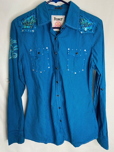 Roar Womens Rodeo Western Shirt Sz M 