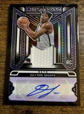 2021-22 Obsidian Day'Ron Sharpe Purple EE Rookie Ink Jersey Auto /35 Nets RPA SP