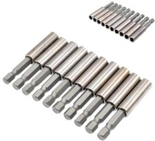 10 Pcs Magnetic Extension Socket Drill Bit Holder 1/4" Hex Power Tools