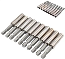 10 Pcs Magnetic Extension Socket Drill Bit Holder 1/4" Hex Power Tools