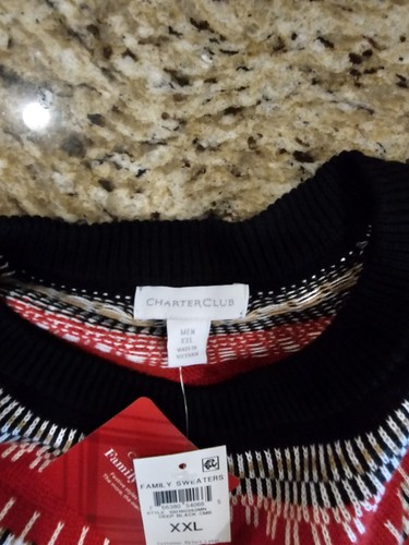 Charter Club Men's Fair Isle Mock Neck Holiday Sweater Deep Black Combo SZ XXL - Picture 4 of 5