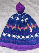 Vintage Darn Fine Hats 1980s Knit Dog Moon Beanie Made In USA