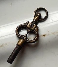 Rare Antique Ornate brass Pocket Watch Key - 2mm