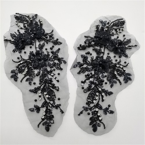 2x 3D Blume Applikation Stickerei Spitze Pailletten Perlen Patch Borte Zum Selbermachen Hochzeit Handwerk - Bild 14 von 16