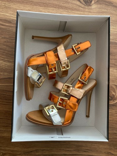 nine west gold sandals heels