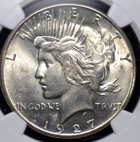 1927 S PEACE DOLLAR NGC CHOICE MS 62 NICE WHITE SILVER SATIN OVER A GOOD STRIKE