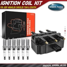 1x Ignition Coil & 6x Iridium Spark Plug Kit for Jeep Wrangler JK Dodge Chrysler