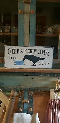 CAW CAW Sign Plaque Black CROW Decor Collector Primitive Rustic Country Wooden 