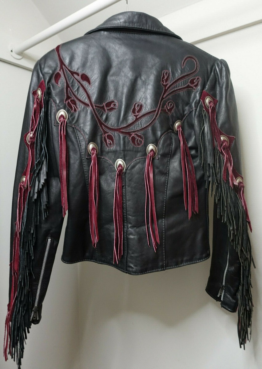ジャケット・アウター vintage HARLEYDAVIDSON fringe design Vintage HARLEY DAVIDSON Womens Leather Black Fringe