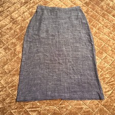 Eileen Fisher Womens L Charcoal Gray Textured A Line Midi Skirt Made in USA