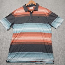 Linksoul Polo Shirt Mens XL Blue Teal Orange Gray Striped Golf John Ashworth