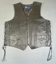 Vance Leather Vest Black Bike Vest Size 44
