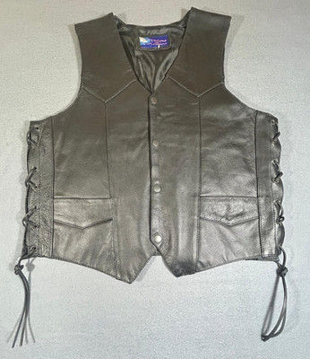 Vance Leather Vest Black Bike Vest Size 44