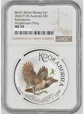 2024 Australia WMF Kookaburra 1 oz Silver Coin w/Ampelmann Privy NGC MS 70