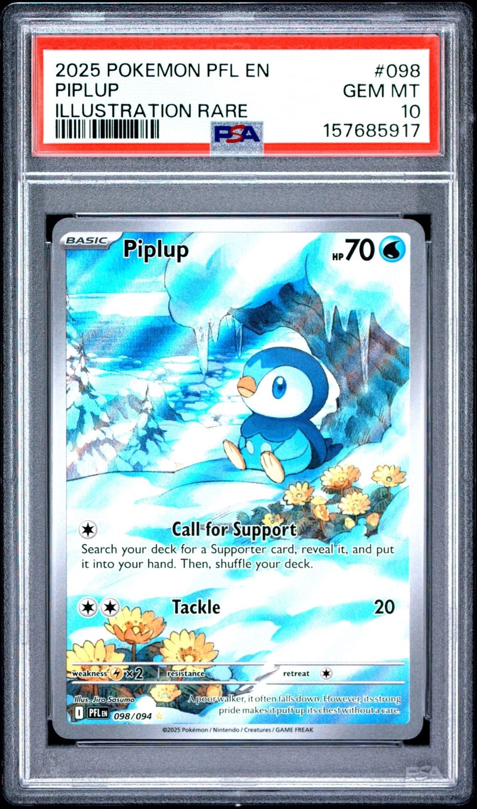Pokemon Piplup Phantasmal Flames Illustration Rare #098 PSA 10 Gem Mint