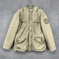 Billabong Jacket Mens Medium Green Hooded Full Zip Lined Parka Outdoor Coat Camo