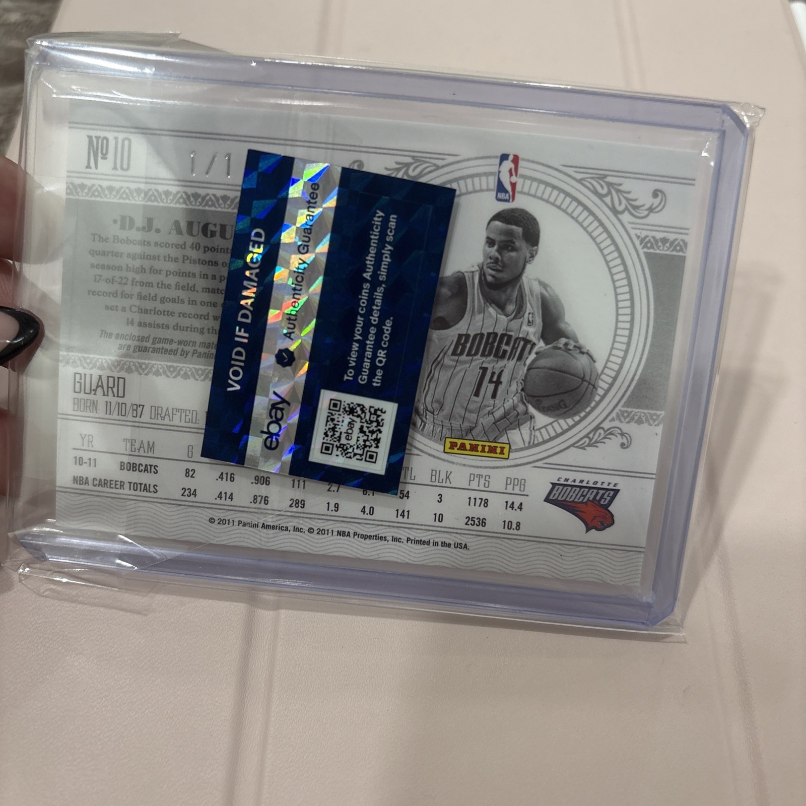 D.J. AUGUSTIN 2010-11 National Treasures LOGOMAN TAG PATCH AUTO #1/1 ...
