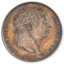 Great Britain 6 Pence 1817 George III Small Silver English Milled 6d Coin 10K