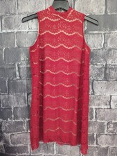 Love, Fire Women's Size M Red Lined Sleeveless Dress Keyhole Button Back EUC
