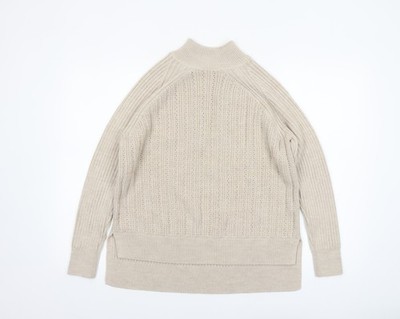 George Damen Beige Stehkragen Rippstrick Langarm Pullover Größe S