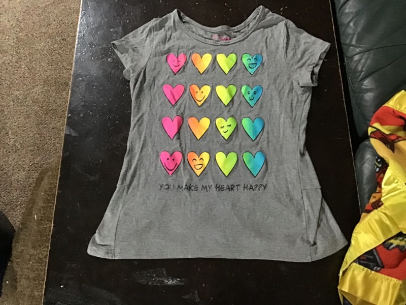 Hanes Girls XL  You Make My Heart Happy  Mostly Gray T-Shirt