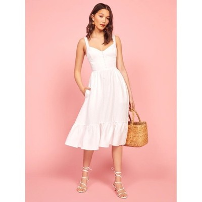 Reformation White Dolci Linen Dress Size 6