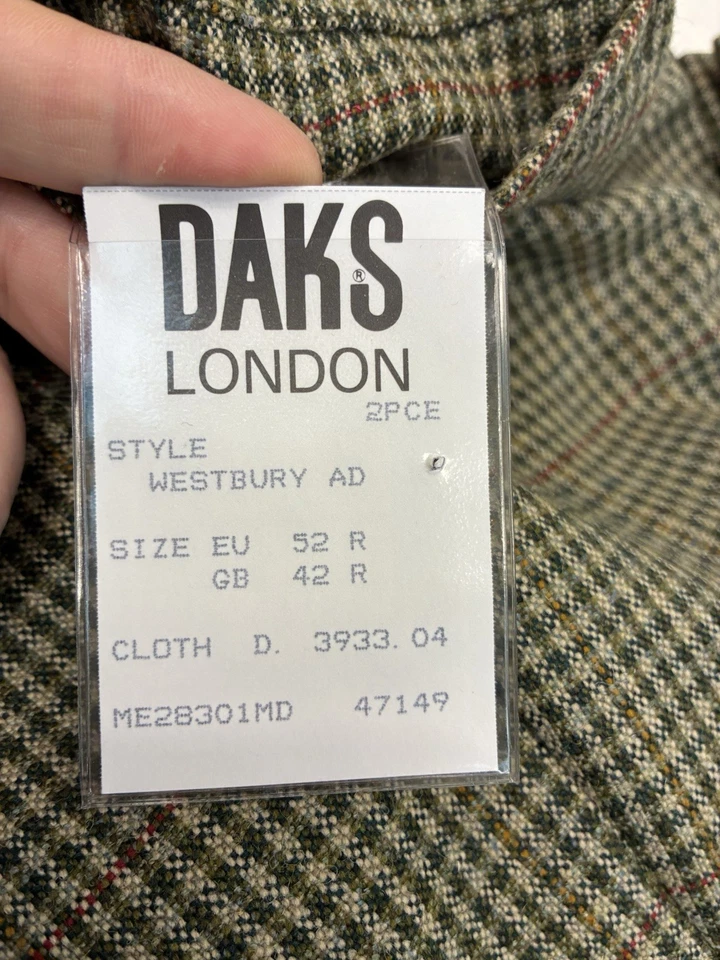 DAKS London Westbury AD шерсти проверить брюки 42R 52R коричневый зеленый твид новый с Ярлыками - Изображение 4 из 4