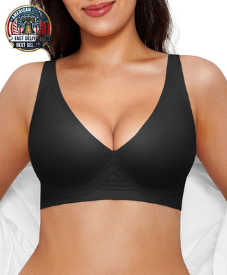 Wireless Push up Bra Seamless Bras for Women Comfy Supportive Bralettes Deep V C