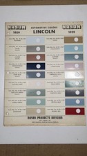 One Page Of Original Nason Paint Chips For 1959 Lincoln Vehicles One Page Of Original Nason Paint Chips For 1959 Lincoln Vehicles