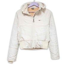 Giubbotto Nike Vintage bianco con cappuccio e zip anni 00 - Taglia M 168 donna