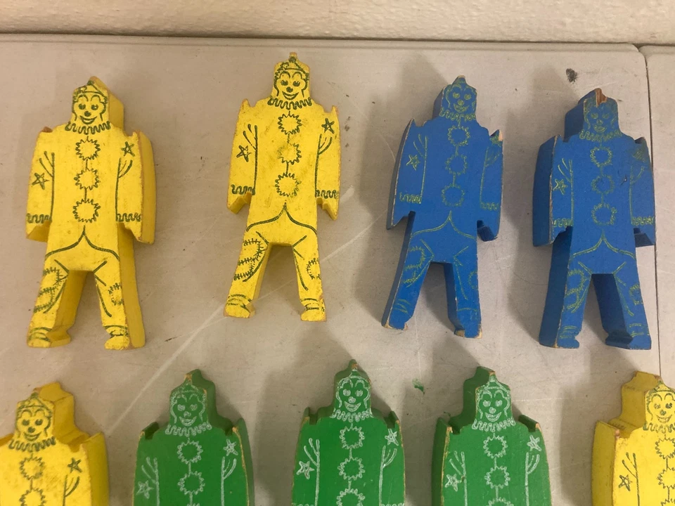 20 世纪 40 年代 Bill Ding 小丑木制建筑和堆叠积木玩具 — 第 2/4 张图片