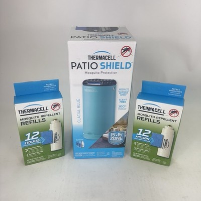 New Thermacell Patio Shield Mosquito Repeller - Glacier Blue With Refills