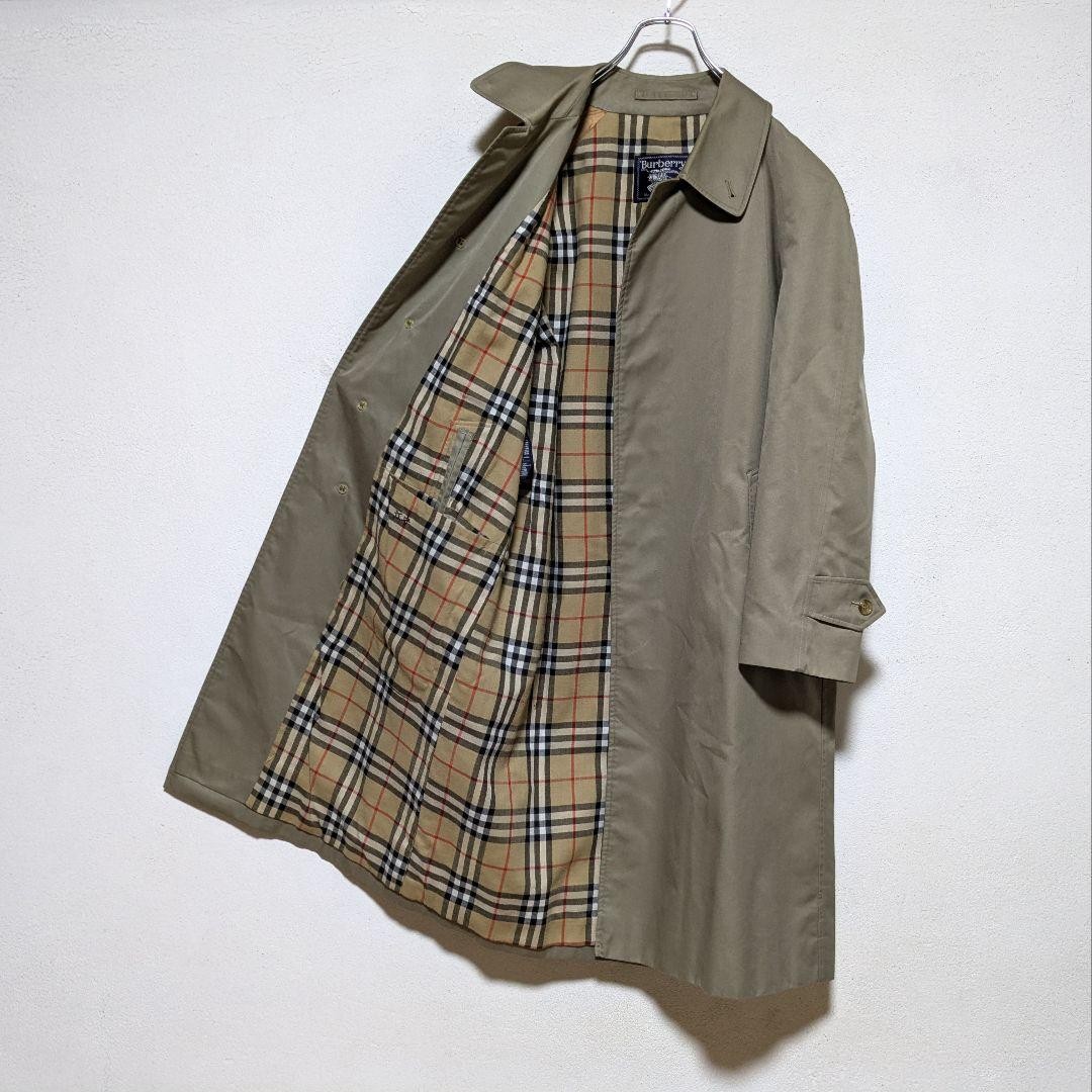 Burberrys Vintage 1985 Balmacaan Coat Made in England Nova Check Beige Size M thumbnail 17