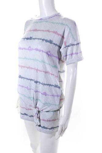 Emerson Road Womens Crew Neck Tee & Short Set - White SD/Rainbow Shibori Size S - Picture 3 of 7