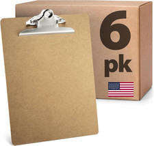 Recycled Wood Clipboards, 6 Inch Clip, 6 Pack Clipboards, Letter Size 9 X 12.5