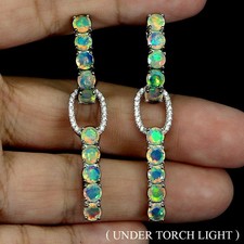 925 Sterling Silber Ohrringe Runde Feuer Opal 4Mm Natürlicher Edelstein Schmuck