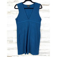 House of Harlow 1960 bWomens L Teal Blue Ribbed Bodycon Mini Sweater Dress Knit